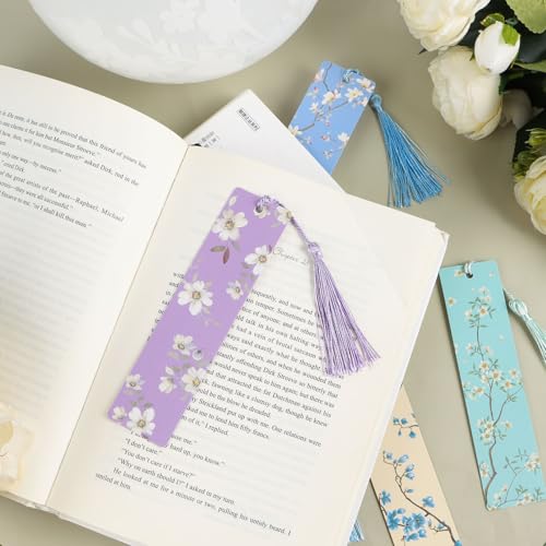 12st Flower Branch Papier Bladwijzers Chinese stijl Vintage Boek Marker met Tassels voor mannen Vrouwen Boek Lovers Stationery Boekenlezing 3