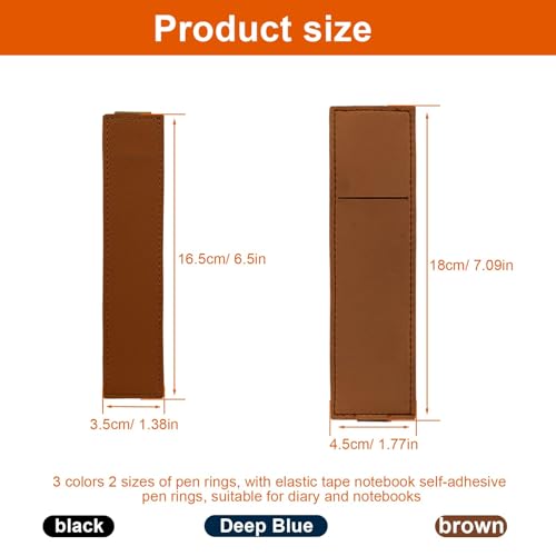 Set van 6 leren pennenhouders, elastisch verstelbaar PU leer, penhouder met elastische band, Geschikt voor notebooks, dagboek, mappen