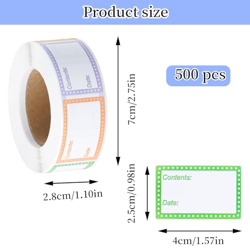 500st Vriezeretiketten, Gepersonaliseerde Zelfklevende Labels, 40x25mm, Koelkast Labels, Olie- & Waterbestendig, Naamlabels voor Datum, Voedseletiketten voor Jam, Kantoor, Keuken