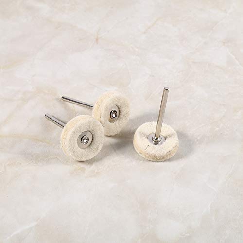 10 st Cotton Buff Wiel Poetskop, 25mm Wol Vilt Mounted Polishing Pad sieraden, Poetsgereedschap, Poetspad set met handvat 3