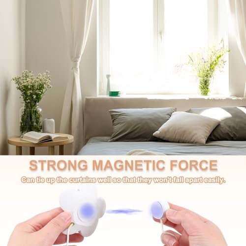 Magnetische gordijnbanden, 2 stuks Hars Bloemen Gordijn Bevestigingen, Vintage Gordijn Bevestiging Touw, Magnetisch Venster Gordijn Decoratief voor thuis, Cafe, Kantoor, Wit 4