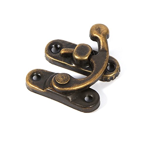 12 st. Juwelen Box Latch Hasp Wijn Houten Box Hasp Latch Hook met schroeven Solid Bronze Tone Antique(R-Bronze)