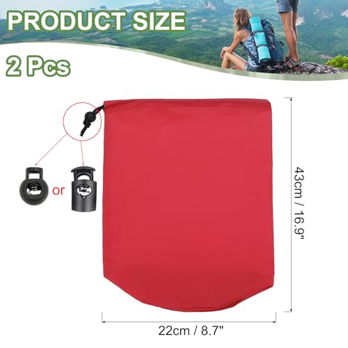 Stuff Sack, 2Scs 20x47cm Waterdichte Outdoor Opbergzak Draagbaar Koordstof Flaptas Lichtgewicht slaapzak voor Camping Wandelreizen, Rood