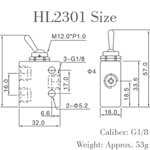 HL2301 Valve Mécanique Pneumatique 3 Positie 2 Port Interruptor à Bascule Valve Mécanique Pneumatique 5