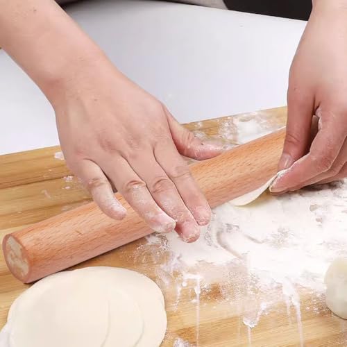 Houten rollende pin, beuken hout rollende pin natuurlijke logboeken geen handvat gebruikt hout voor taarten gebak brood koekjes maken shortcrust gebak 5