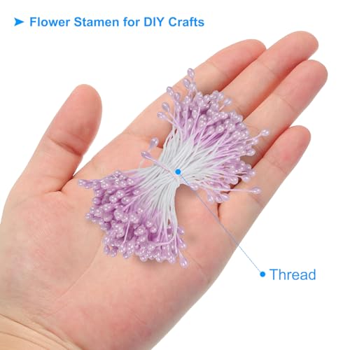3mm Dubbele hoofden Flower Stamen, 150S Kunstbloem Stamen Pistil Matte Parel Bloemen Stamen voor DIY kerstkaart bruiloft decoratie, licht paars 3