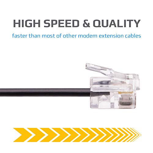 RJ11 Kabel ADSL Extension Cord Phone Cord Phone Plug High Speed Internet Broadband Man naar Male Router en Modem naar RJ11 Phone Jack, Microfilter, Kabel 10m (Zwart)