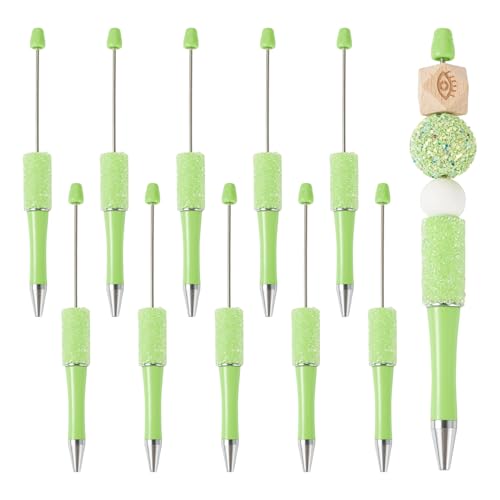 10 stuks kralen Pennen Bulk Bling Rhinestone kralen Pennen Diamond Crystal Shank Ballpoint Pennen voor Pen Decoraties School Office Craft Supplies, licht groen
