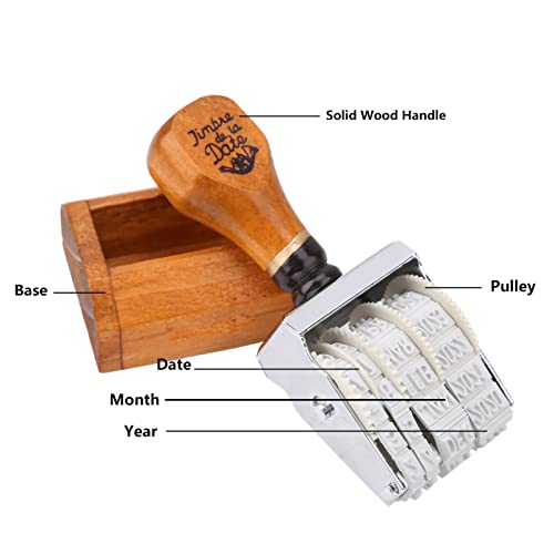 Houten handvat en Base Roller Datum Stempel,Stamp voor DIY Craft Cards Maken Planner Scrapbooking