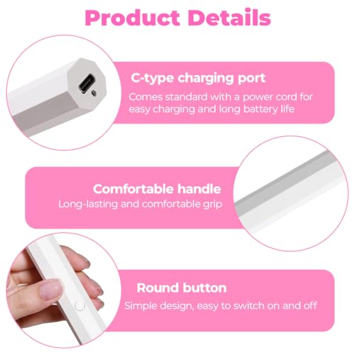 Mini UV-lamp voor Nagels, Mini LED Lamp voor Gel Nails, Portable Nail UV Lamp met statief, 20/60s Timer Modi, oplaadbaar voor Nail Polish, Surface Gel, Nagellijm, Cadeaus voor Vrouwen