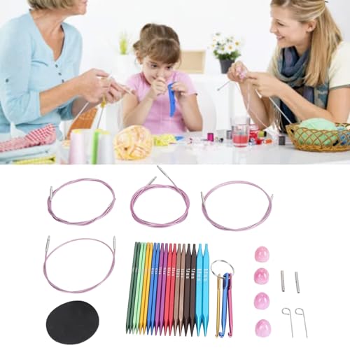 9 paar vierkante ronde breinaalden set flexibele kabels Eenvoudig aan te sluiten Heldere maat voor comfortabel breien de hele dag