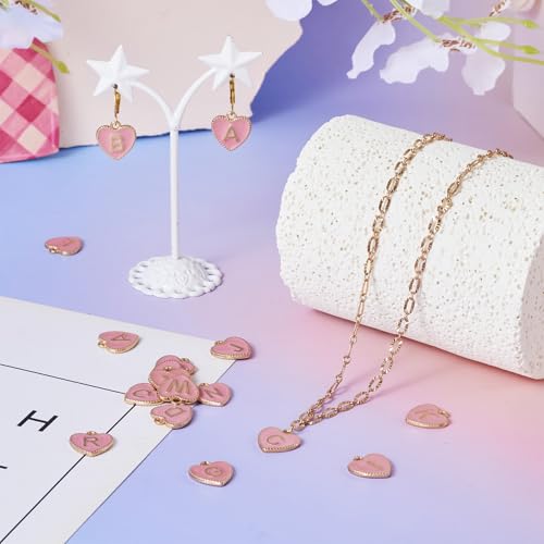 Hart A-Z Letter Charms Alfabet Legering Emaille Hangers voor DIY Ketting sieraden maken