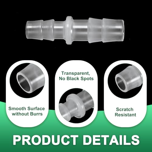 Slang Barb Reducer, 3st 3/8" tot 5/16" slang ID Connectors Joint Plastic Pipe Fitting Splitter Mender Union Adapter voor Air Water Fuel Gas Aquarium, wit 3