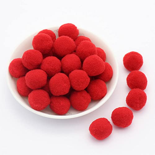 25mm Ca. 36Stuks Kleurrijke Mini Pompoms voor ambachten Viltballen Kleurrijke Pomballen Kleine Pompoms Fluffy pluche ballen voor het decoreren decoreren Naaien DIY creatieve ambachten, rood