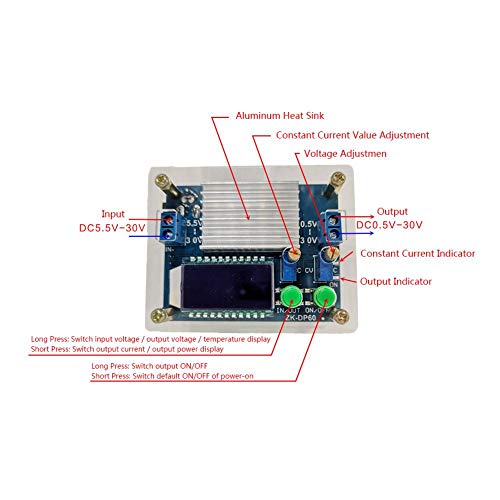 DC-DC Boost Buck Converter met ventilator montage accessoires DC 5.5-30V tot 0.5-30V Verstelbare Lift Module Step-Up Converter Module LCD Scherm 5