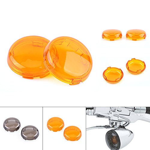 2 stuks Turn Signal Lens Observaties Covers Kit, Ronde Motorfiets Turn Signal Lens Cap Compatibel met Dyna Deuce Softail Sportster 1986-15(Geel) Reparatie en onderhoud 4
