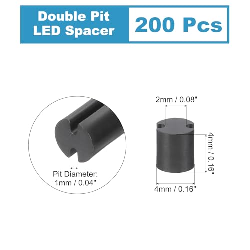 200 stuks LED-houder, 4 mm OD 4 mm hoge dubbele pit nylon lichtgevende diodehouder LED-lichtsolatie kolom PCB-montage ondersteuning voor LED-bescherming en bewaking, zwart