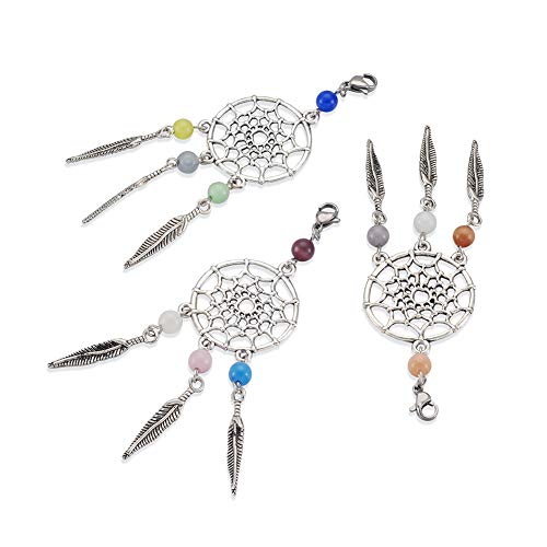 30 st. Droomvanger Charme hangers met kattenoog kralen en veren voor DIY Keychain ketting sieraden maken, Willekeurige gemengde kleur 3