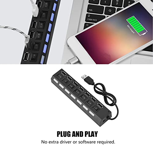 USB 2.0 Hub Splitter, USB Extension Cable Multiple Por 480mbps 7 Port USB Hub Geen Conflict Plug 7 Port USB 2.0 Hub USB Multi Port For Mouse Printer Scanner 3