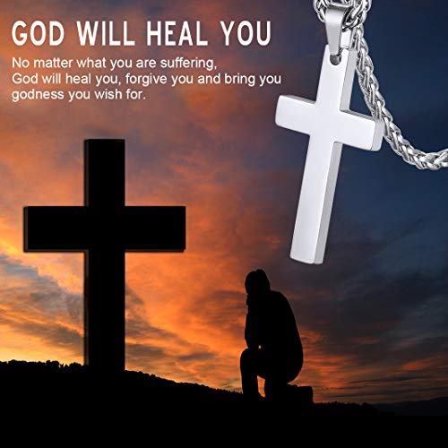 sieraden kruis hanger ketting, roestvrij staal/18K Goud / zwart Christelijke sieraden, doop kerk geschenk, kan aangepaste gravure 4