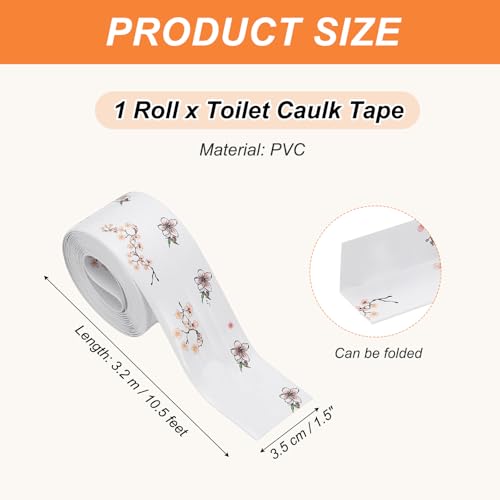 Afdichting Tape, Zelfklevend PVC Toilet Afdichting, Afdichting Tape, Badkuip Afdichting Tape voor Badkamer, Keuken Werkblad, Perzikbloesem (3.8 cm x 3.2 m)