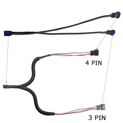 2sts 5V Step-Up12V Ventilatorkabel, 4Pin/3-Pin, USB tot 12V, 4-Pin Housing Cable, 12V PC Ventilator, Power Cable + 2 stuks 4Pin/3-Pin Housing Fan, Splitter 5