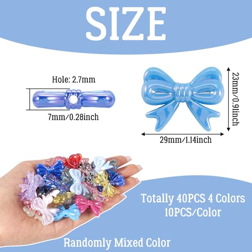 Acryl Bow Kralen, Cute Bowknot Cabochon Bedels Kralen Diverse ambachten Kralen Bulk voor armband ketting oorbellen sieraden maken 3
