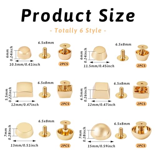 12 st. Schroef terug Rivets Lederen Rivet Column Square Gesp Decoratie Stud Rivets voor Purse handtas Schoenen Lederen Craft Kleding Belt