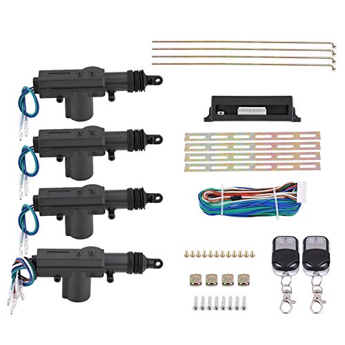 Centrale vergrendeling, sleutelloos ingangssysteem, complete set voor centrale vergrendeling 4 deuren (1 controlebox, 2 afstandsbedieningen, 4 deurslot, 1 kabel, 1 accessoireset)