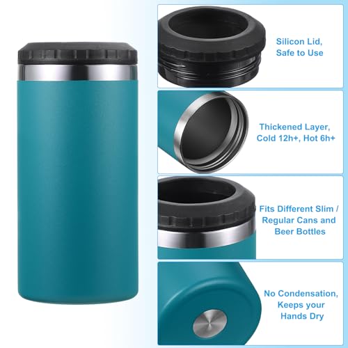 Slim Can Cooler, 16oz Skinny kan geïsoleerd bier sleeve Drinkhouder voor bier soda koffie gewone blikken en flessen, blauw 4