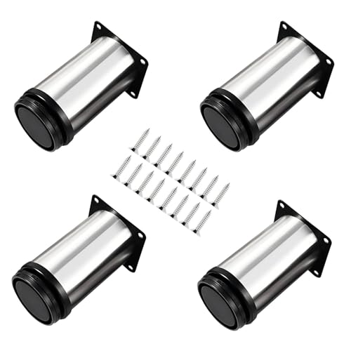 4x Cabinet Benen Meubels Benen Keuken Unit Voeten Tafel Benen Verstelbare Meubels Benen - Chrome Metaal - Verstelbare Hoogte (Totaal: 120m)