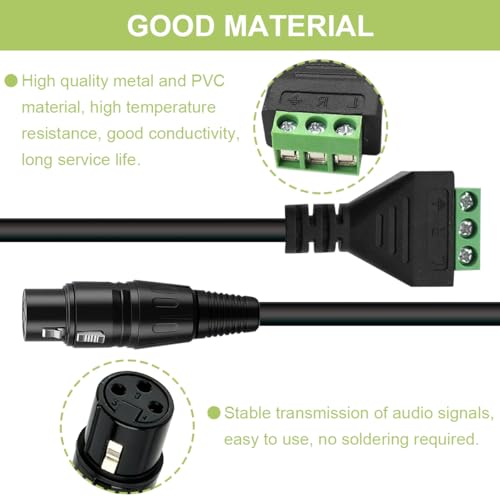 2 x XLR 3 Pin naar Terminal Converter Adapter 3 Pin XLR Female naar Terminal Converter Kabel voor luidsprekers Geluidsapparatuur Microfoon Live Performance 4