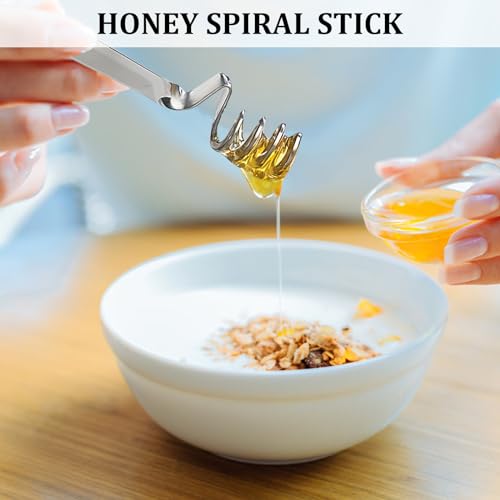 4 stuks Jam Lepels, Honing Jam Lepels, Hangen Jam Lepel, Honing Lepel met Spiraal, Koffie Lepels, Roestvrij stalen Latte Lepels voor Jam, Yoghurt, Honing 5