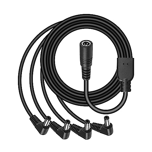 DC splitterkabel, 1 stopcontact tot 4 stekkers, 5,5 mm x 2,1 mm, 12 V DC verlengkabel, splitteradapter voor CCTV bewakingscamera, LED striplamp etc. (1 tot 4)