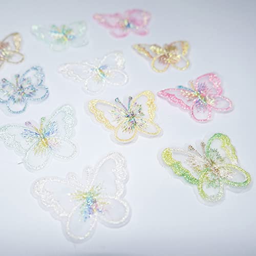 20 stuks Lace Organza Borduurwerk Vlinder Toepassing Patches Appliqué Patches voor Naaien, Geborduurd Ambachten en Verfraaien, Kleding, Gordijn, Tafelkleed, Zakken, Sjaal, Gemengde Kleuren 3