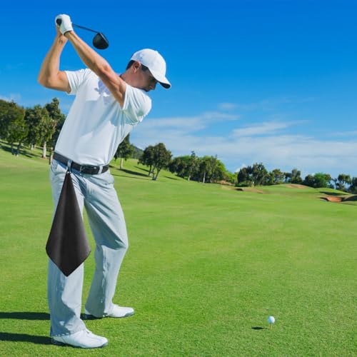 4 stuks Microvezel Golf Handdoek, 40 x 40 cm, Golf Handdoek met Clips, voor Golf, Camping, Sportschool (Zwart) 5