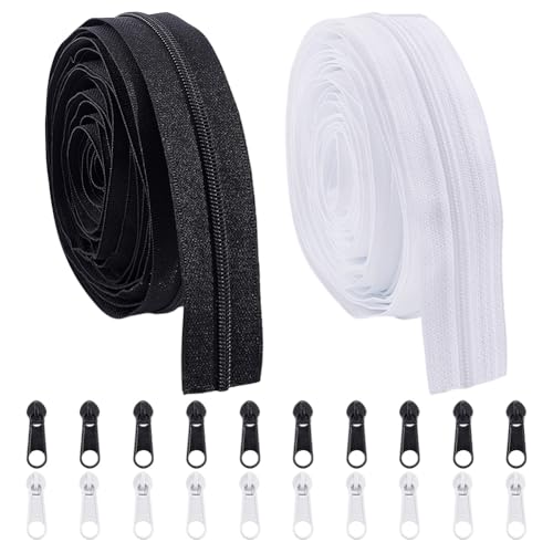 10M Nylon Coil Scheiden Zipper Kit, 2 Kleuren DIY Ritser met 20 Legering Sliders voor kledingtassen Naaimachines