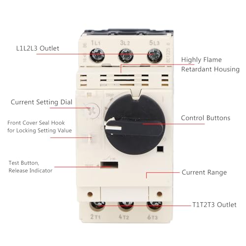 Motorstroomonderbreker 6-10A Motorveiligheidschakelaar met Pc-behuizing, Zilver Eenvoudige installatie op 35 Mm Railmontage 3