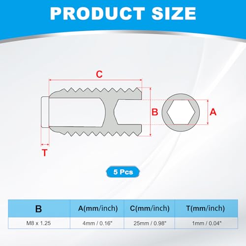 Macking schroef M8 x 25 mm, 5 stuks roestvrij staal 304 Metric Hex Head Head Head Hex Head Hex Head Hex Socket Fittings met Hex Socket