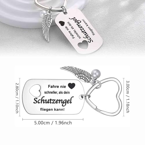 Sleutelhanger Hartbeschermer Angel Car Drive Safe Key Chain Roestvrij staal Lucky Charm Auto Rijbewijs Cadeau voor Familie Zilver Nee, siliver.