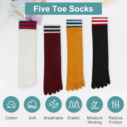 5-Finger katoenen trainersokken met tenen, kleurrijke sokken, ademend voor sport, hardlopen, vrije tijd 3