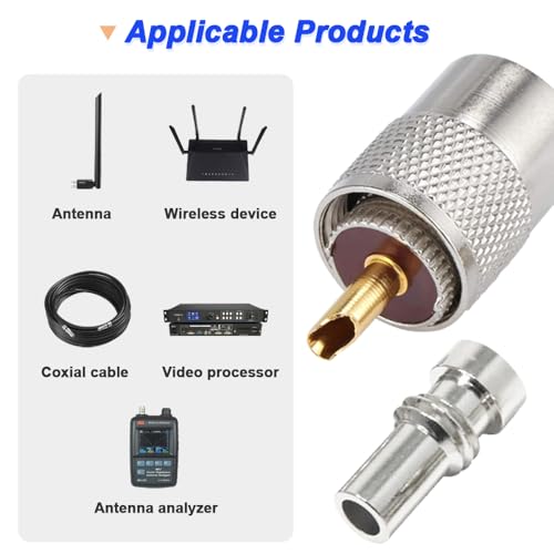 PL-259 UHF-stekker met teflon soldeeraansluiting, 50 ohm, met reductor voor RG8x, RG8, RG59, LMR-400, RG-213 coaxkabel (6 stuks) 4