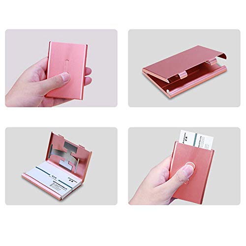 Multi Credit Card Case, 1PCS Thumb Slide Business Card Case Aluminium lichtgewicht Business Name Card Case voor mannen en vrouwen, roze goud, 10cm * 7cm * 2cm 4