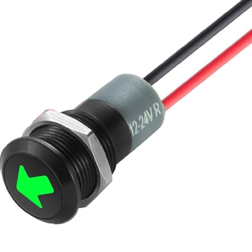 1st 12V/24V Ronde metalen waterdichte signaallamp, LED-indicatorlamp, 12mm Plate Mount DC LED-indicatorlamp, waarschuwingslamp, indicatorlamp met 26 AWG 150mm-kabel