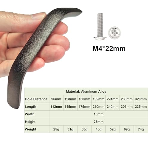 Verpakking van 10 Keukenhandgrepen, Keukenbeugel, Deurkruk, Keukenbeugel, Beker, Gate Spacing, 192 mm, Matte Black, Pak van 10 4