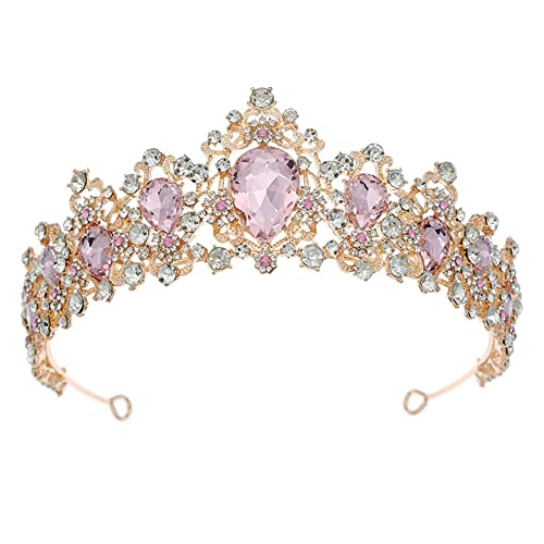 Princess tiara kristal kroon dames, blauwe strass kroon, bruiloft tiara kristal strass tiara kroon voor vrouwen meisjes kristallen dames haar kroon strass kristal koningin tiara