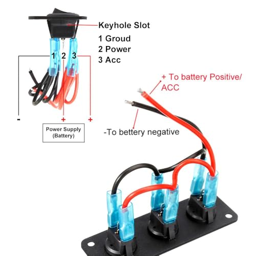 Rocker Switch Panel met 3 Strips LED Groen 12-24V SPST Switch Ronde voor Auto, Caravan, Vrachtwagen, Boot 5