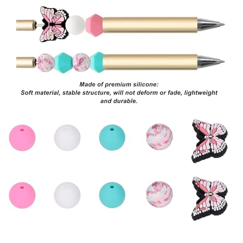 Siliconen kralen, 20st ronde kralen 5st Vlindervormige kralen Kit Ilicone kralen voor sleutelhanger maken voor ketting armband ambachten sieraden maken 3