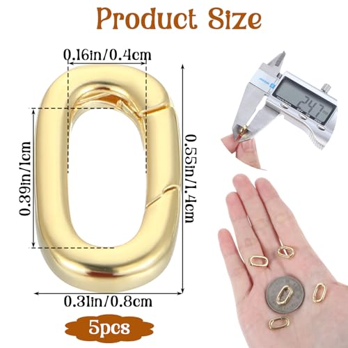 5 stuks Ovale Gesp Gouden Juwelen Connectoren, Lobster Feather Gesp Korter Clip Carabiner ketting Connector Goud-vergulde lente sluitingen voor ketting en armband maken, Veelzijdige DIY