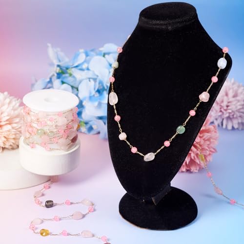 Edelsteen kralen ketting 2M Roze Roze Quartz natuurlijke handgemaakte kralen edelsteen Nugget ketting met koil voor DIY ketting armband sieraden maken
